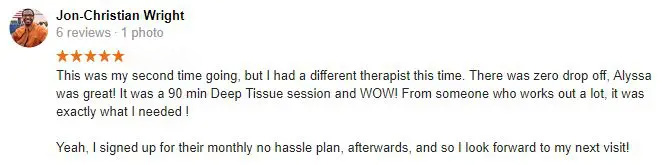 Massage Therapy Greenville SC Testimonial