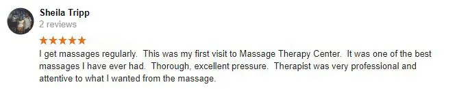 Massage Therapy Greenville SC Testimonial